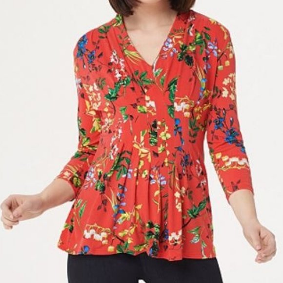Laurie Felt Tops - Laurie Felt Cinched Front V-Neck Top 1755